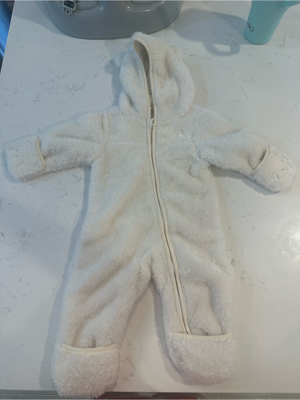 Bear paw fuzzy baby suit